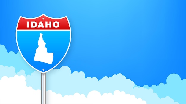 Idaho map on road sign. welcome to state of idaho. vector illustration.