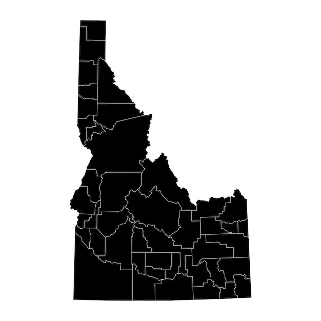 Vettore mappa dello stato dell'idaho con l'illustrazione vettoriale delle contee