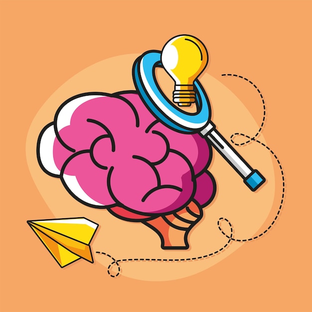 Vector idea brain magnifier