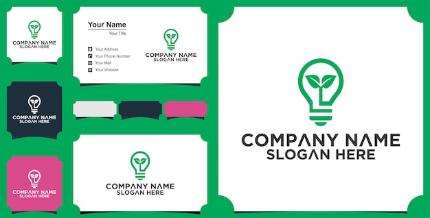 Idea bulb creative nature logo template and business card