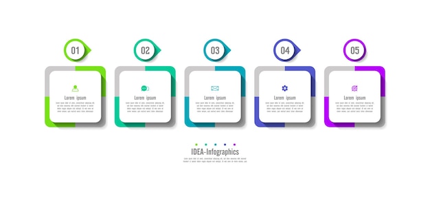 5 단계로 다채로운 아이디어 사업 추상적인 배경 infographic 템플릿