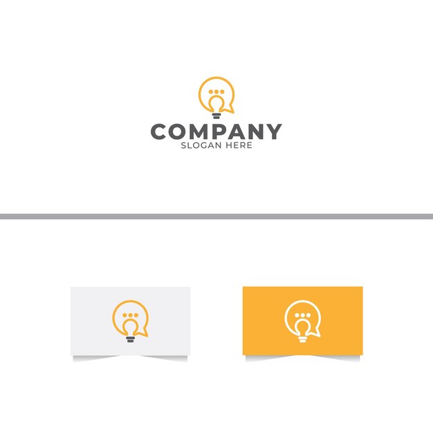 Вектор Шаблон дизайна логотипа idea chat lamp