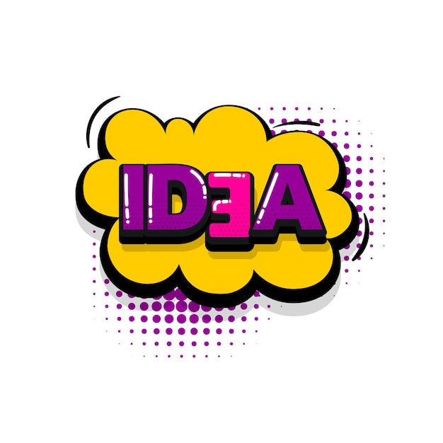 Idea comic text sound effects pop art style Vector speech bubble word cartoon