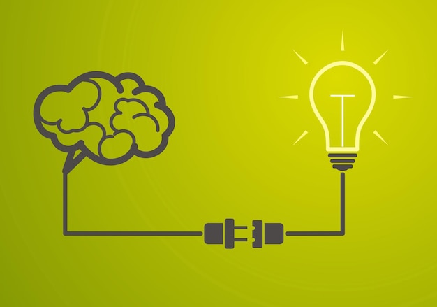 Idea concept light bulb connect to the brain