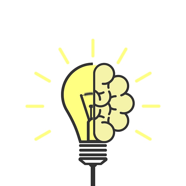 Concetto di idea lampadina con cervello simbolo di idea creativa illustrazione vettoriale