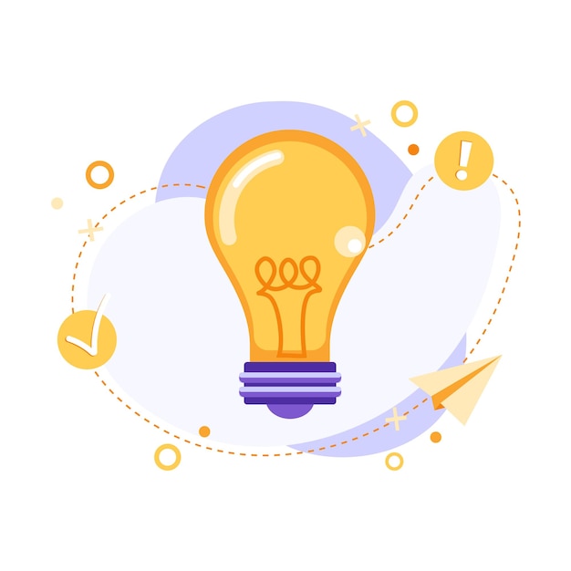 Vector idea, creative mind or brainstorm concept vector illustration with bulb lamp