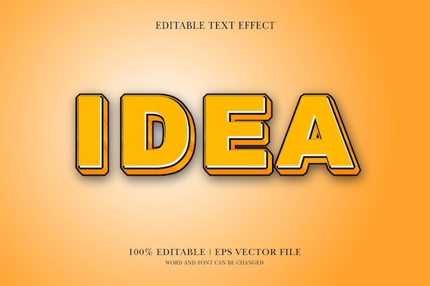 Idea Editable text Effect with 3d vector design