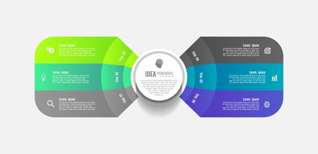 Idea gradient business abstract background infographic template with six step