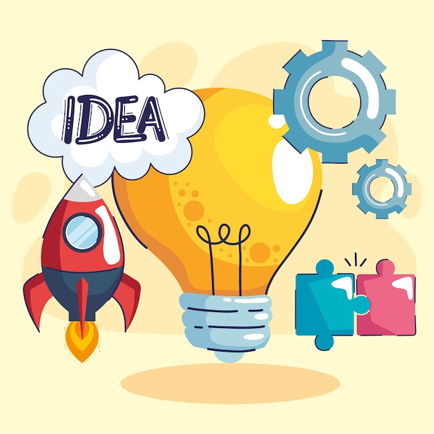 Idea light bulb and icons