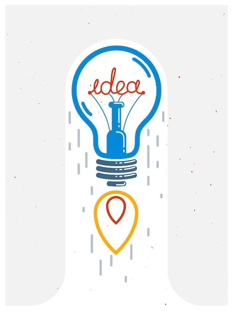 Idea light bulb launching like a rocket vector linear logo or icon, creative idea startup, science invention or research lightbulb, new business start.