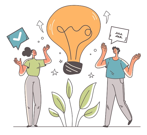 Idea lightbulb business success team project start up concept graphic design illustration