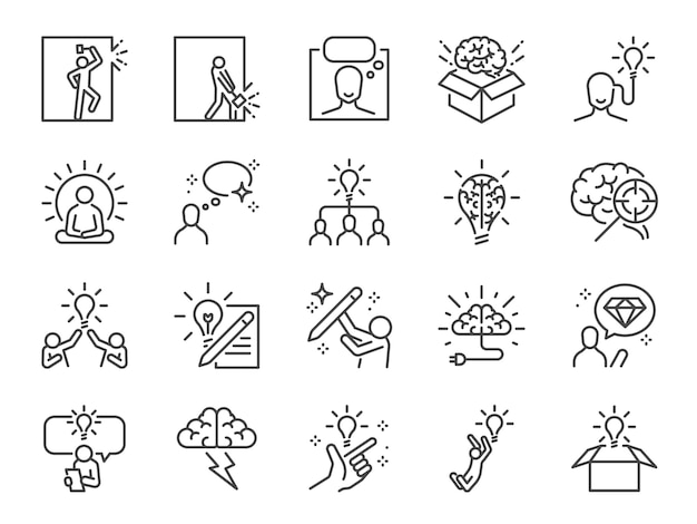 Vector idea line icon set.