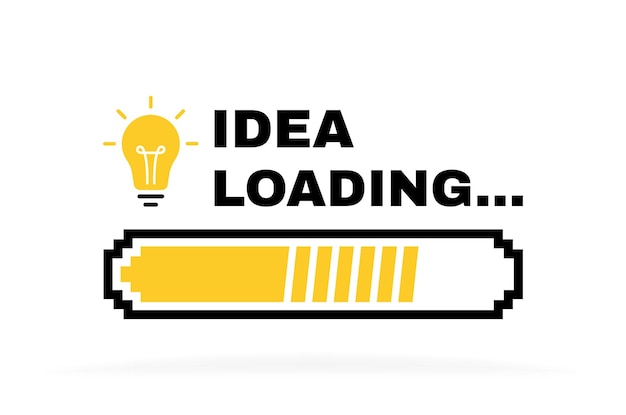 Idea loading concept with light bulb and loading bar Big idea innovation and creativity Vector illustration