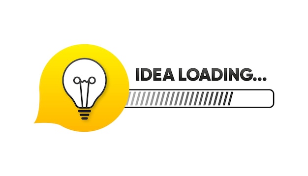 Vettore idea concetto di caricamento con lampadina e barra di caricamento idea innovazione e creatività innovazione