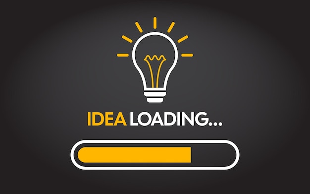 Idea loading in flat style light bulb vector illustration on isolated background loading bar think sign business concept