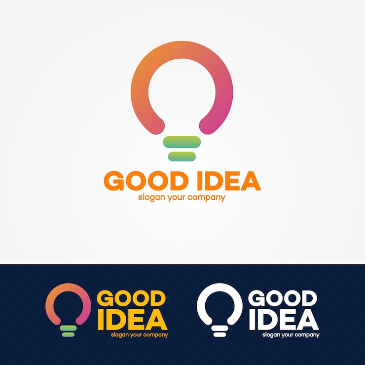 Vector idea logo set with light bulb for smart solution, creative studio, programming specialist, programmer, web developer, coder, software firm etc. vector illustration