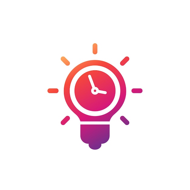 Vector idea and time icon with light bulb vector