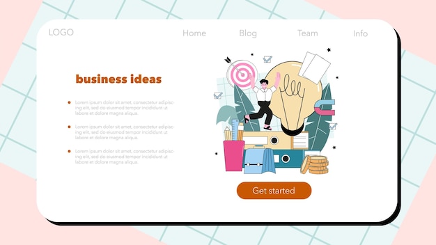 アイデアのウェブ バナーまたはランディング ページ 創造的なイノベーションまたはソリューション