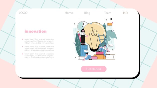 벡터 아이디어 웹 배너 또는 방문 페이지 창의적인 혁신 또는 솔루션