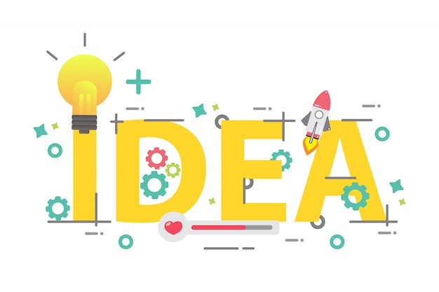 벡터 아이디어 단어, 창의적인 아이디어 개념, 사업 창조적 인 디자인
