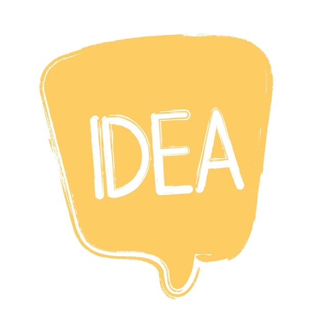 Idea yellow cartoon hand draw speech bubble