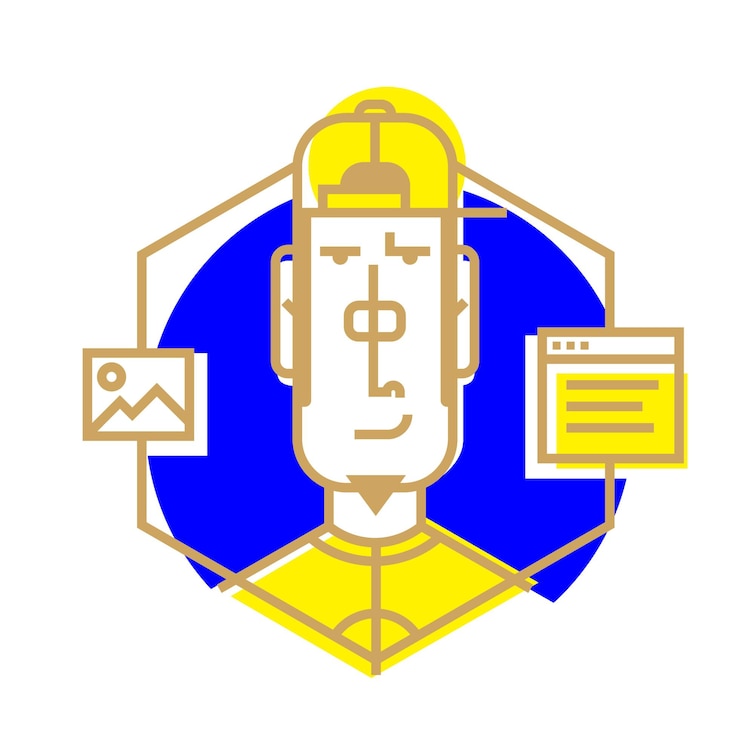 Vector ideal icon for your flashy design avatar of a young man in a vector flat style icons