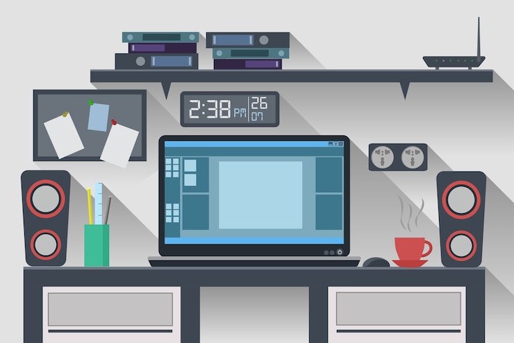 Vector ideal workspace flat design