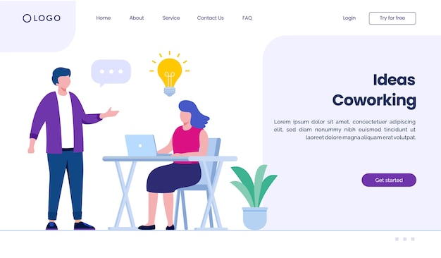 Ideas coworking landing page website