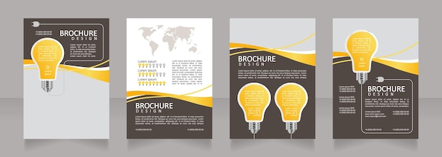 Idee per lo sviluppo dell'industria energetica progettazione di brochure vuote modello impostato con spazio di copia per il testo raccolta di report aziendali premade 4 pagine di carta modificabili caratteri calibri arial utilizzati