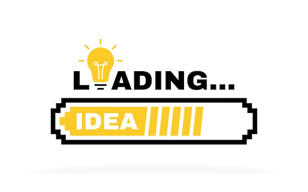 Idee laadconcept met gloeilamp en laadbalk Grote idee innovatie en creativiteit Vector illustratie