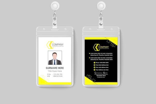 Identification card professional business yellow color branding stationery