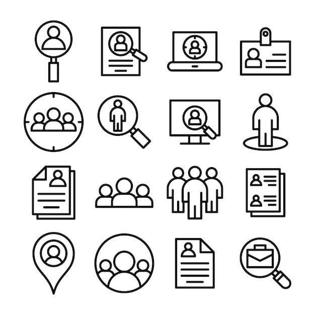 Vector identification line icons pack