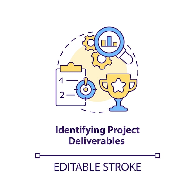 Identifying project deliverables concept icon