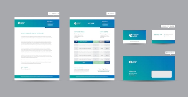Identiteit van zakelijke merknamen | Stationair ontwerp | Briefhoofd | Visitekaartje | Factuur | Envelop | Opstartontwerp