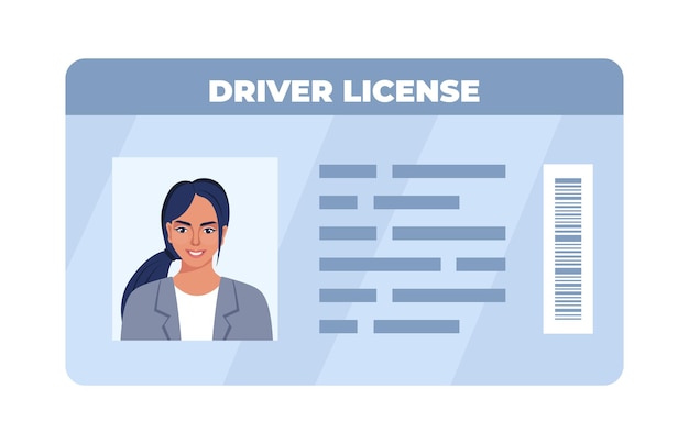 Vector identiteitskaart van het rijbewijs persoonsgegevens identificatiedocument met foto van de persoon