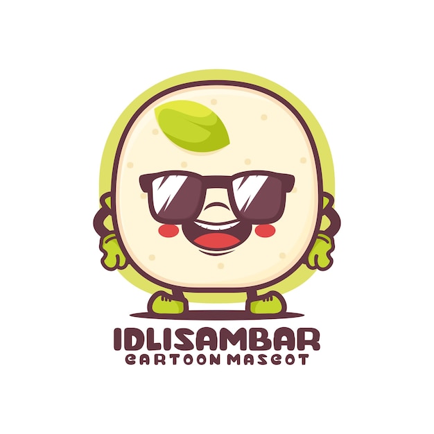 Idli sambar cartoon mascot food vector illustration
