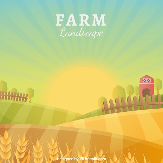 Vector idyllic farm landscape