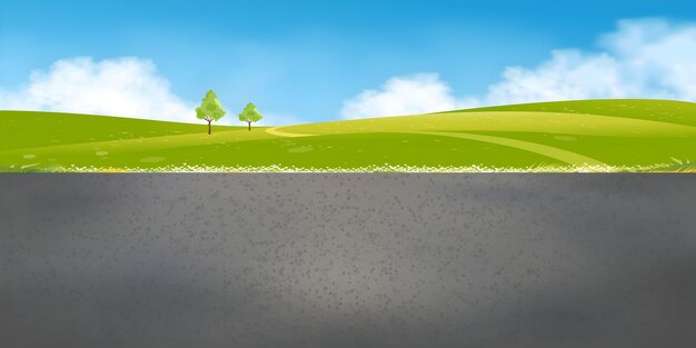 Idyllisch landschap met bomen en groene velden