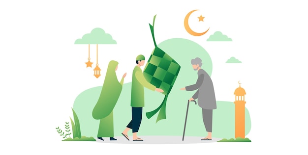 ied al fitr illustratie met ketupat