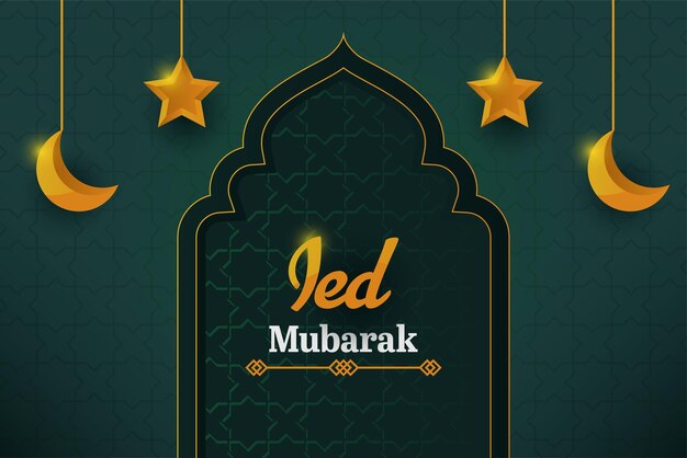 Ied mubarak mosque emerald green background