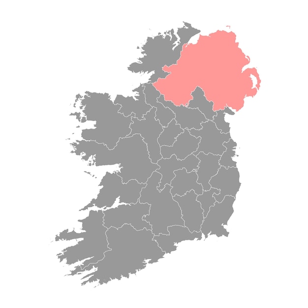 Vector ierland kaart met provincies en noord-ierland vector illustratie
