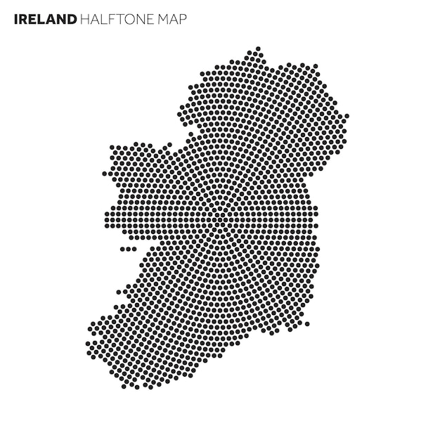 Ierland landkaart gemaakt van radiaal halftoonpatroon