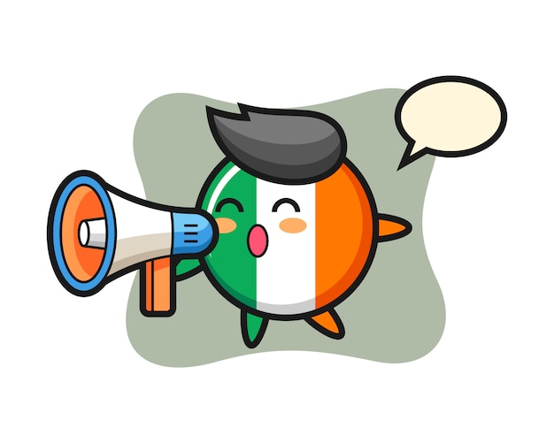 Ierland vlag badge karakter illustratie met een megafoon