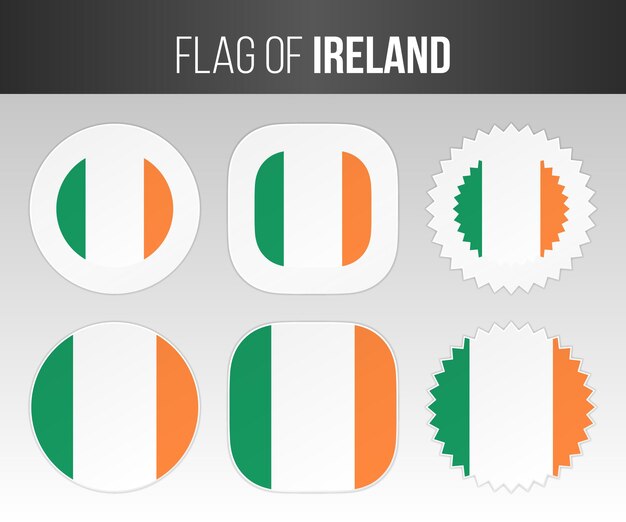 Ierland vlag etiketten badges en stickers Illustratie vlaggen van Ierland geïsoleerd