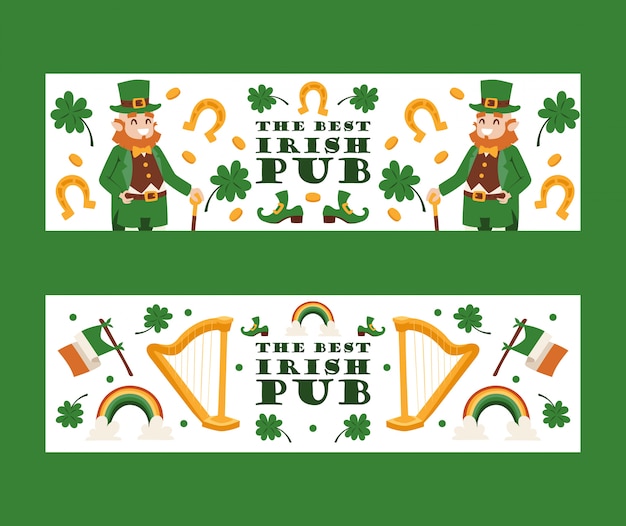 Ierse pub banners st patricks traditionele feestdag festival in ierland