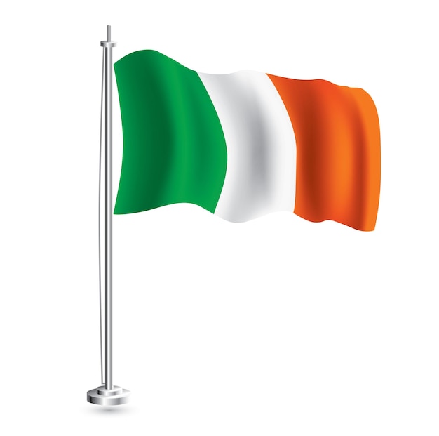 Ierse vlag geïsoleerde realistische golfvlag van Ierland land op vlaggenmast