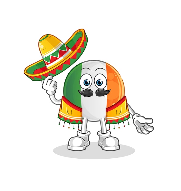 Ierse vlag Mexicaanse cultuur en vlag cartoon mascotte vector