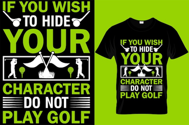캐릭터를 숨기려면 편집 가능한 벡터로 골프 골프 타이포그래피 티셔츠 디자인을 하지 마십시오.