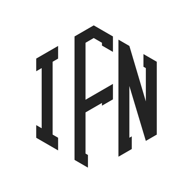 ロゴデザイン イニシャル・レター IFN モノグラム ロゴは六角形の形を用いる