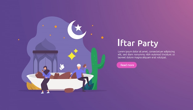 Iftar Eating After Fasting feast party concept